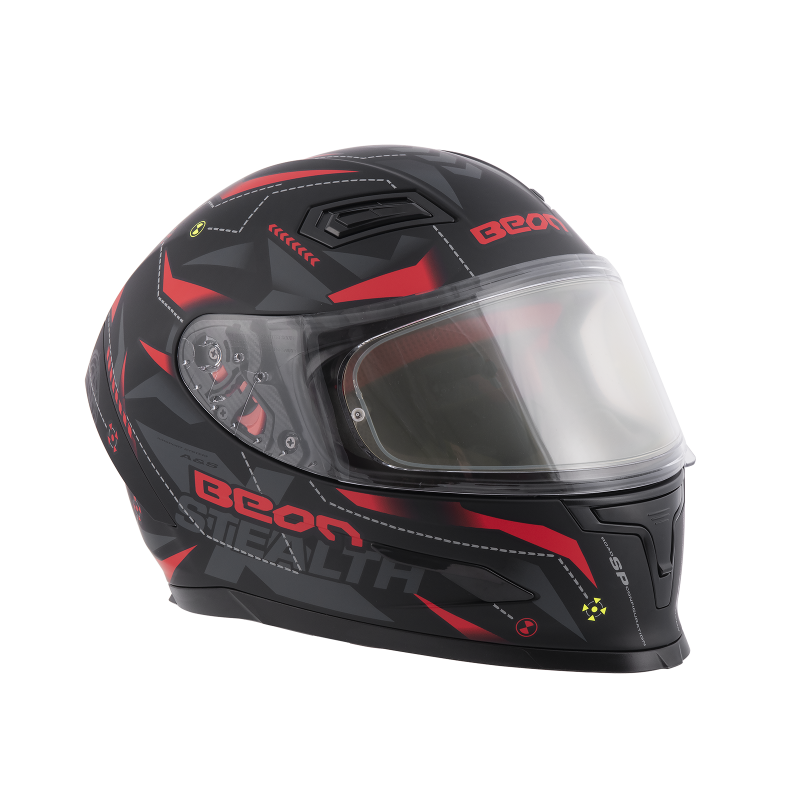 Шлем Beon B-503 matt black/red