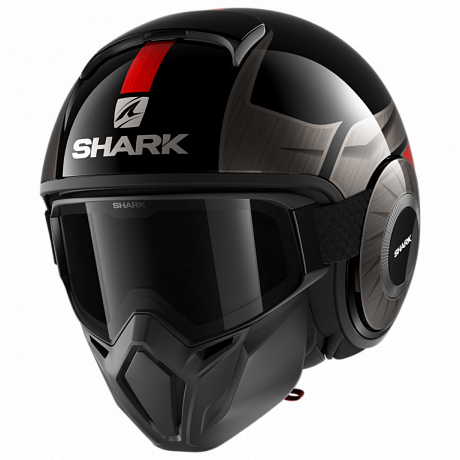 Шлем открытый Shark Street Drak Tribute Rm Black/Chrom/Red S