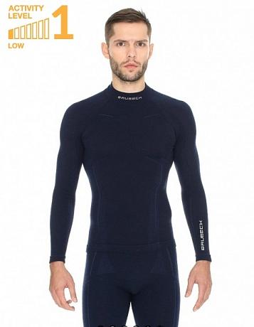 Термобелье (футболка, дл.рукав) Brubeck Wool Merino 78%, темно-синий L