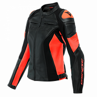 Куртка кожаная женская Dainese Racing 4 Black/fluo-red