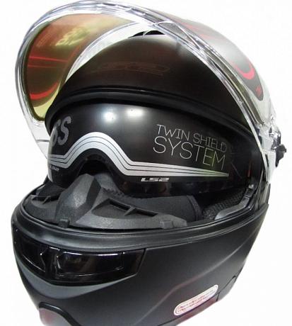 LS2 Снегоходный шлем модуляр с электростеклом FF325 STROBE GLOSS MATT BLACK M