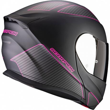 Мотошлем Scorpion Exo-920 Flux, цвет Черный Матовый/Розовый Матовый/Карбон S