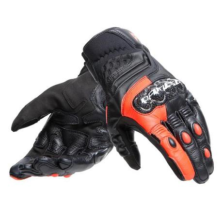 Перчатки кожаные Dainese Carbon 4 Short Black/Fluo-red S