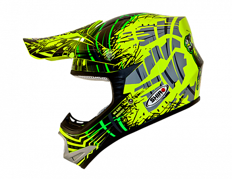 Кроссовый детский шлем Shiro MX-306 BRIGADE зелено-желтый